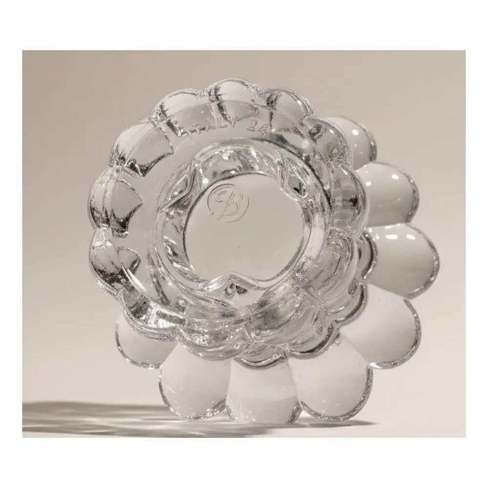 Vintage Borgonovo Italy Clear Glass Lotus Flower Votive Candle Holders Pair